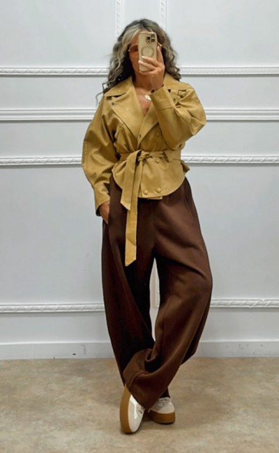 Σουέτ πανωφόρι κάμελ