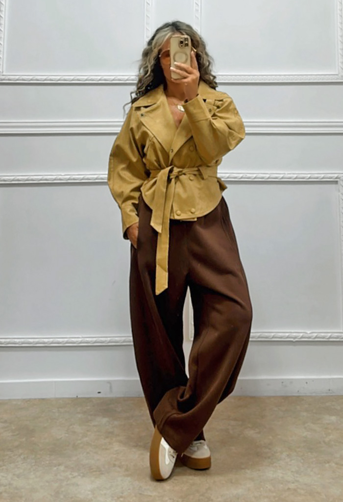 Σουέτ πανωφόρι κάμελ