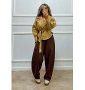 Σουέτ πανωφόρι κάμελ