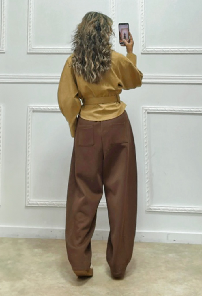 Σουέτ πανωφόρι κάμελ