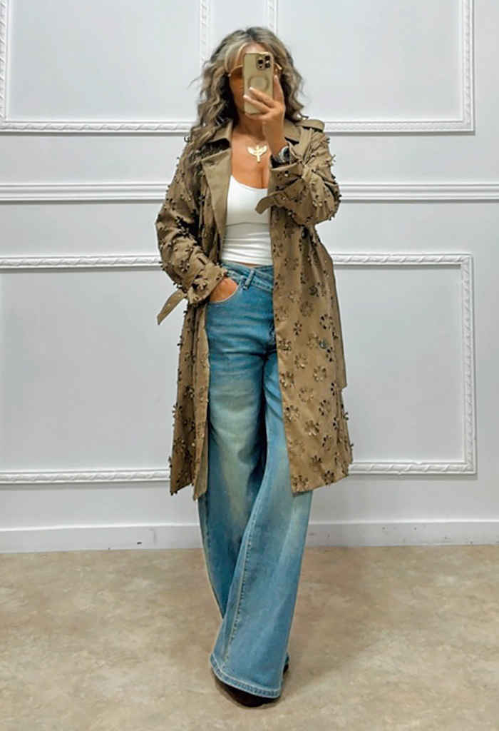 Πανωφόρι σουέτ με διάτρητο σχέδιο