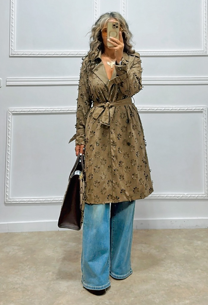 Πανωφόρι σουέτ με διάτρητο σχέδιο