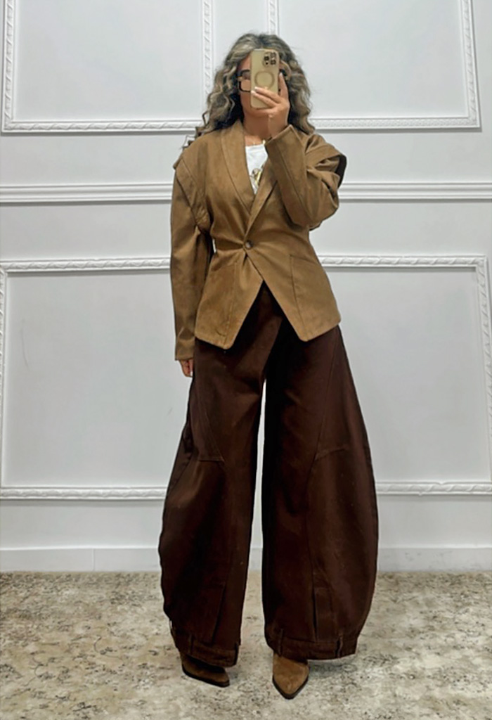 Super baggy τζιν με σταυρωτό κούμπωμα