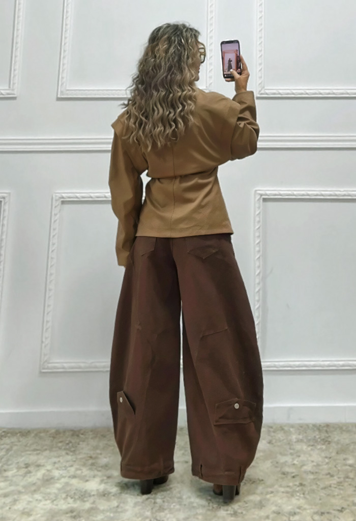 Super baggy τζιν με σταυρωτό κούμπωμα