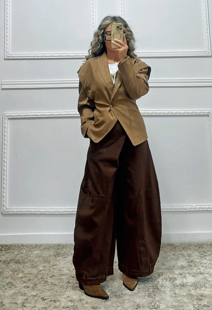 Super baggy τζιν με σταυρωτό κούμπωμα