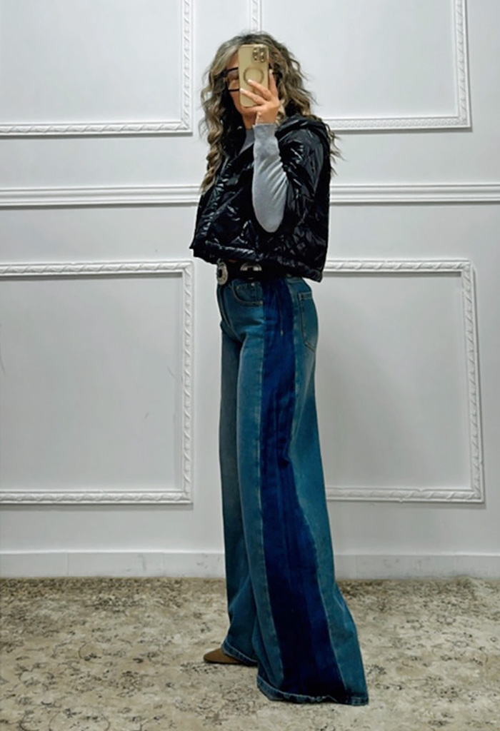 Streetstyle τζιν με ρίγα στο πλάι