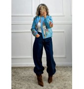 Barrel τζιν σκούρο μπλε