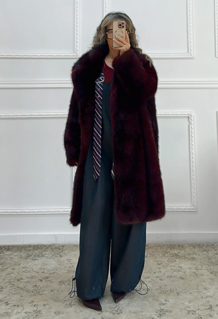 Oversized γούνα μπορντό Oversized γούνα μπορντό