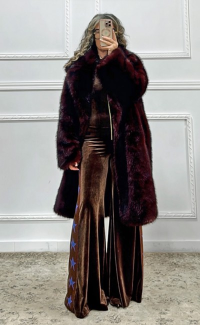 Oversized γούνα μπορντό Oversized γούνα μπορντό