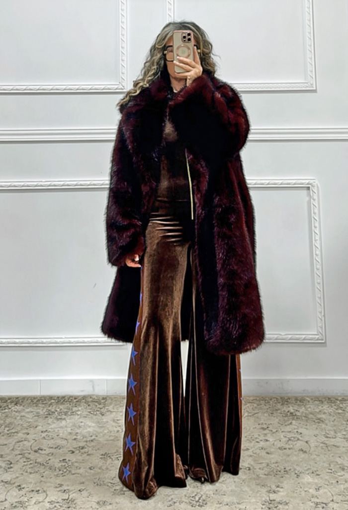 Oversized γούνα μπορντό Oversized γούνα μπορντό