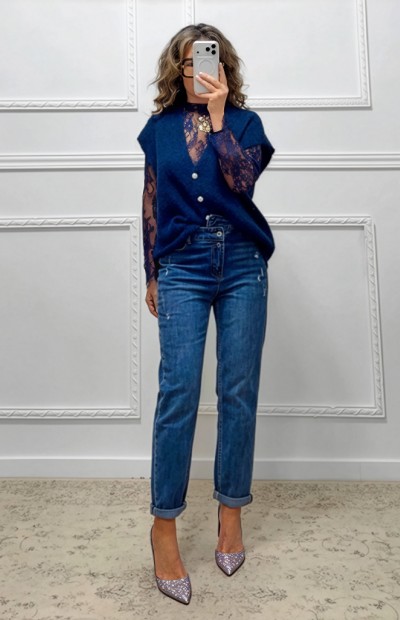 Ψηλόμεσο mom-fit τζιν παντελόνι