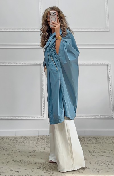 Oversized μπουφάν μπλε ραφ