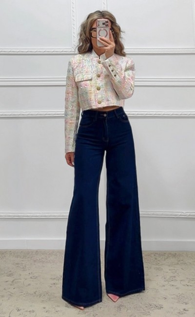 Ισόφαρδο τζιν παντελόνι μπλε σκούρο Ισόφαρδο τζιν παντελόνι μπλε σκούρο