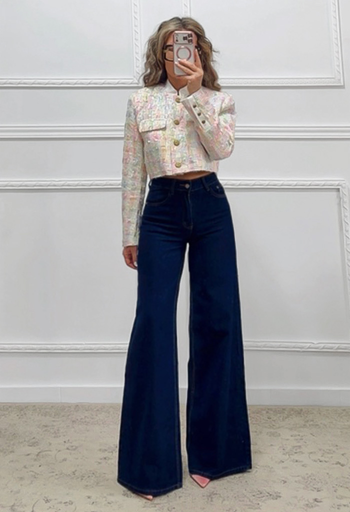 Ισόφαρδο τζιν παντελόνι μπλε σκούρο