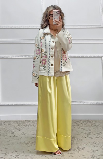 Βαμβακερό τζάκετ με κεντήματα