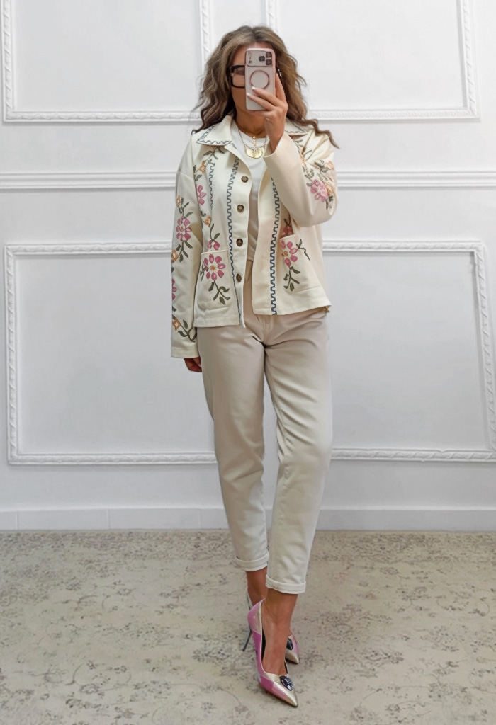 Mom fit τζιν παντελόνι μπεζ