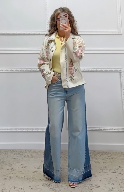 Βαμβακερό τζάκετ με κεντήματα