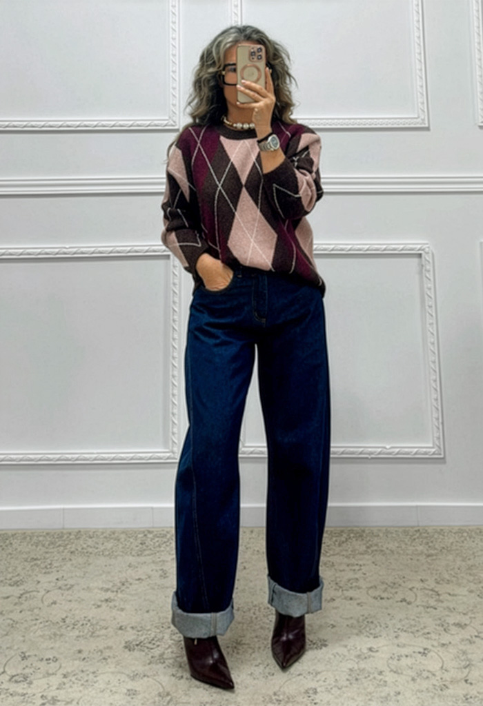 Barrel τζιν σκούρο μπλε