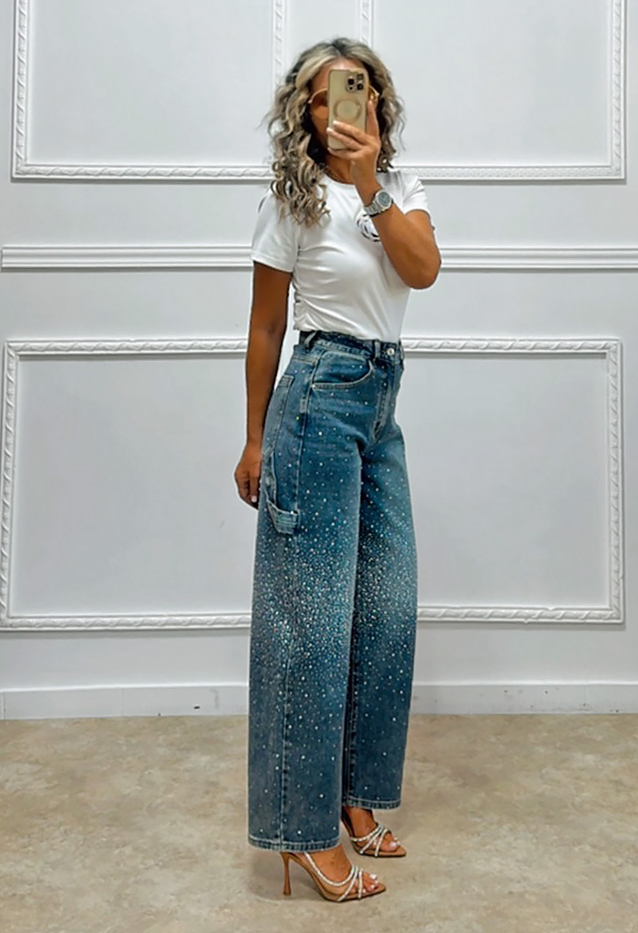 Mom fit τζιν με στρας