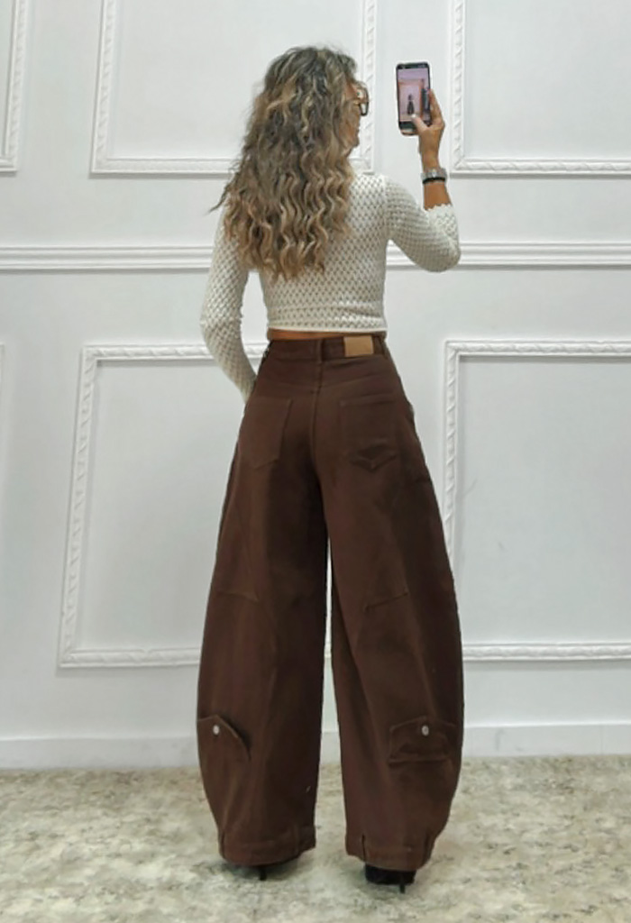 Super baggy τζιν με σταυρωτό κούμπωμα