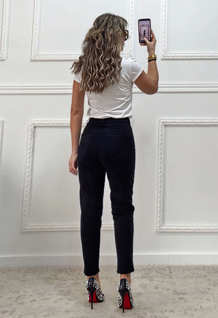 Mom fit τζιν παντελόνι μαύρο