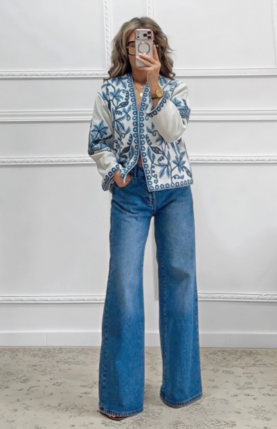 Ισόφαρδο τζιν παντελόνι μπλε