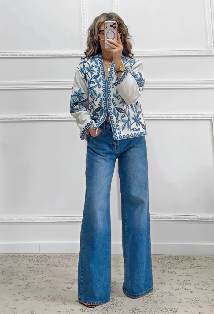 Ισόφαρδο τζιν παντελόνι μπλε