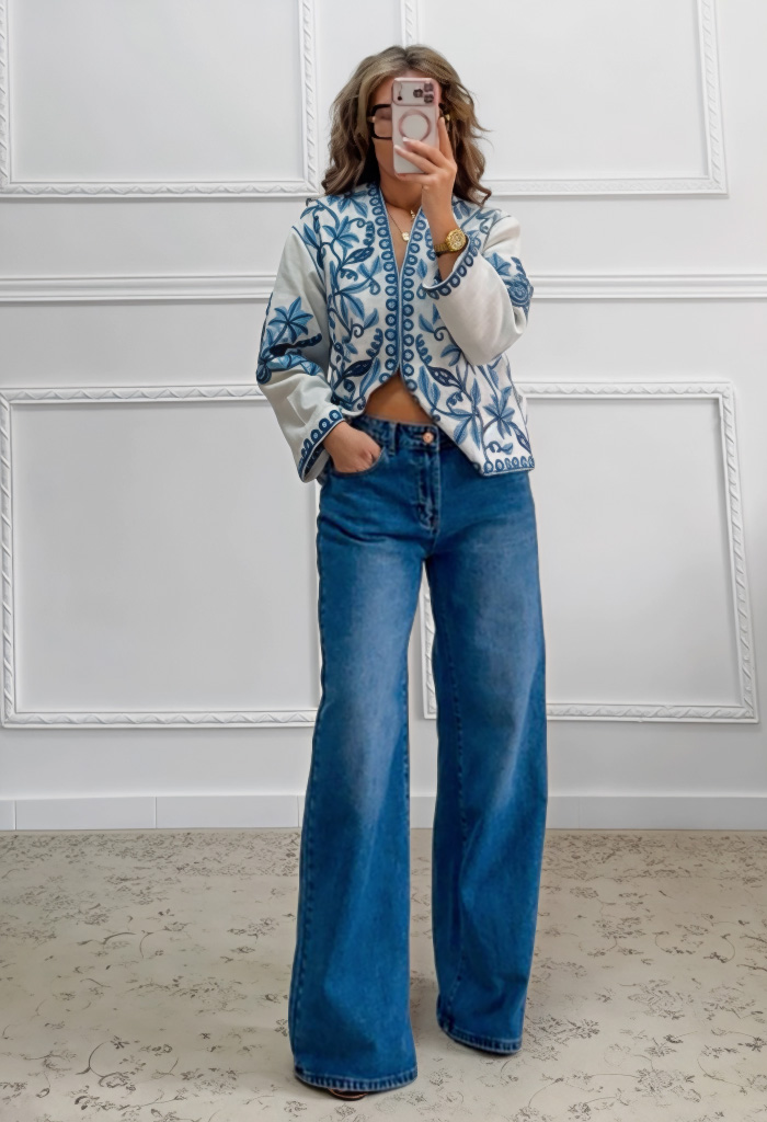 Ισόφαρδο τζιν παντελόνι μπλε