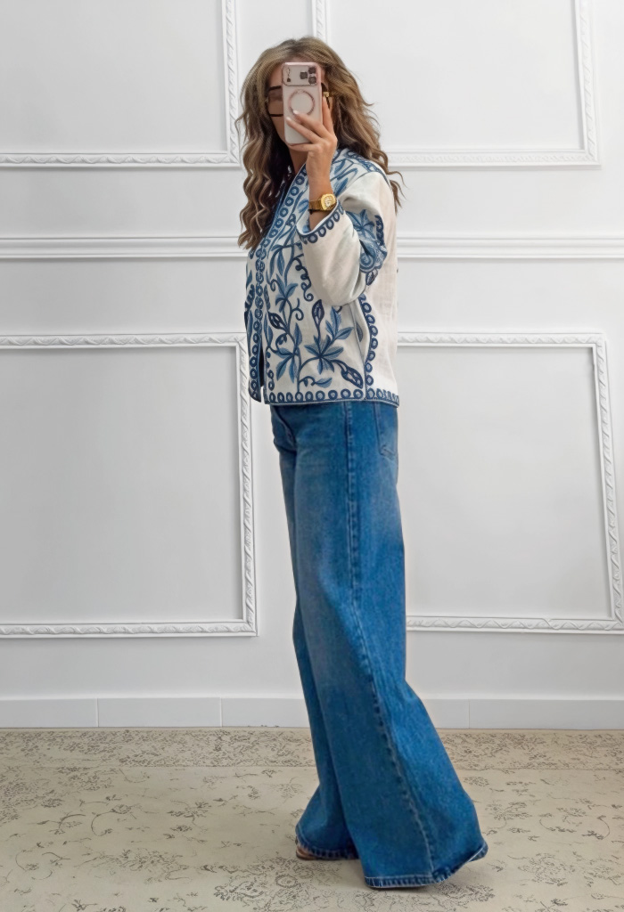 Ισόφαρδο τζιν παντελόνι μπλε