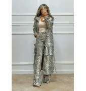 Παντελόνι καμπάνα snake print Παντελόνι καμπάνα snake print