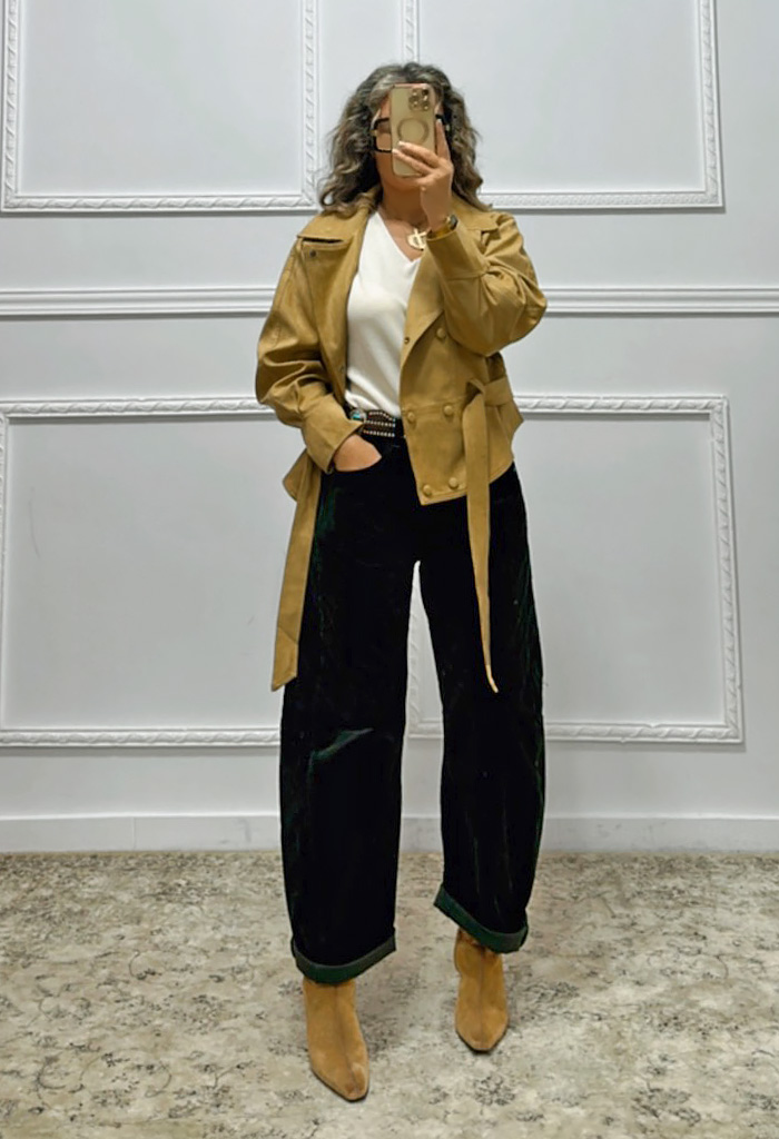 Σουέτ πανωφόρι κάμελ