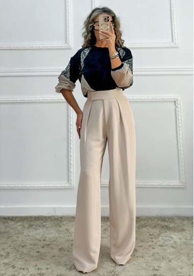 Ψηλόμεση παντελόνα εκρού