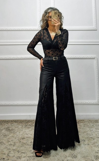 Κορμάκι δαντέλα μαύρο