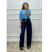 Barrel τζιν σκούρο μπλε