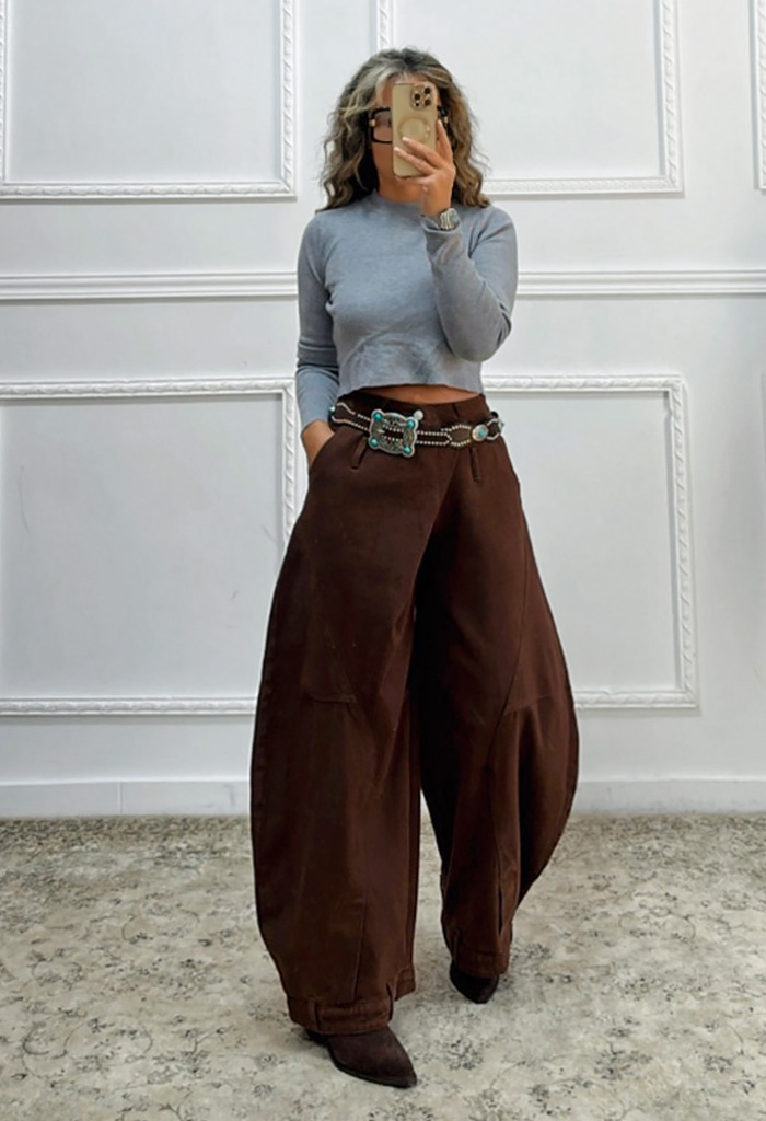 Super baggy τζιν με σταυρωτό κούμπωμα