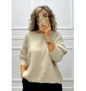 Πουλόβερ με παγιέτα μπεζ Πουλόβερ με παγιέτα μπεζ