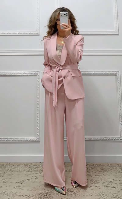 Κοστούμι παντελόνα-σακάκι ροζ