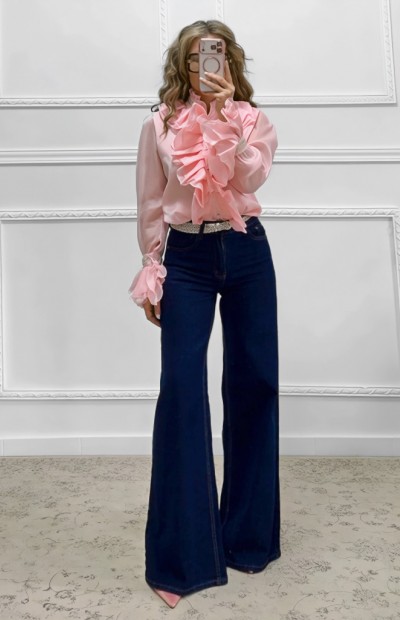 Πουκάμισο με βολάν ροζ