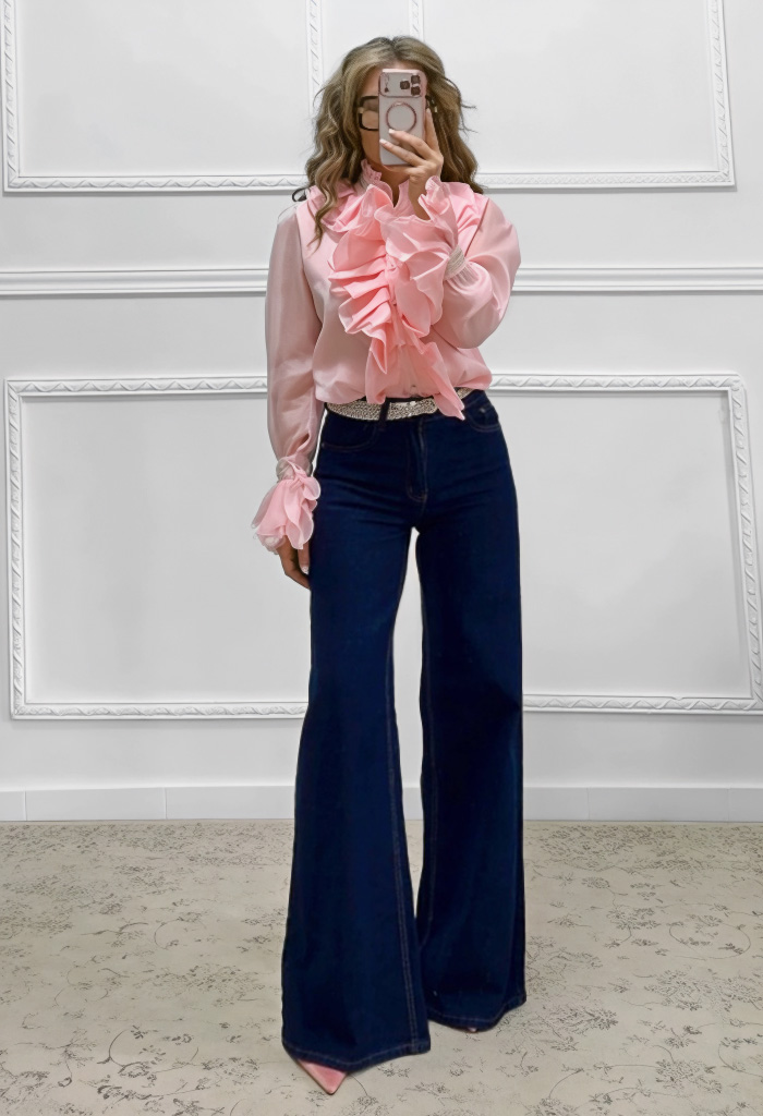 Ισόφαρδο τζιν παντελόνι μπλε σκούρο