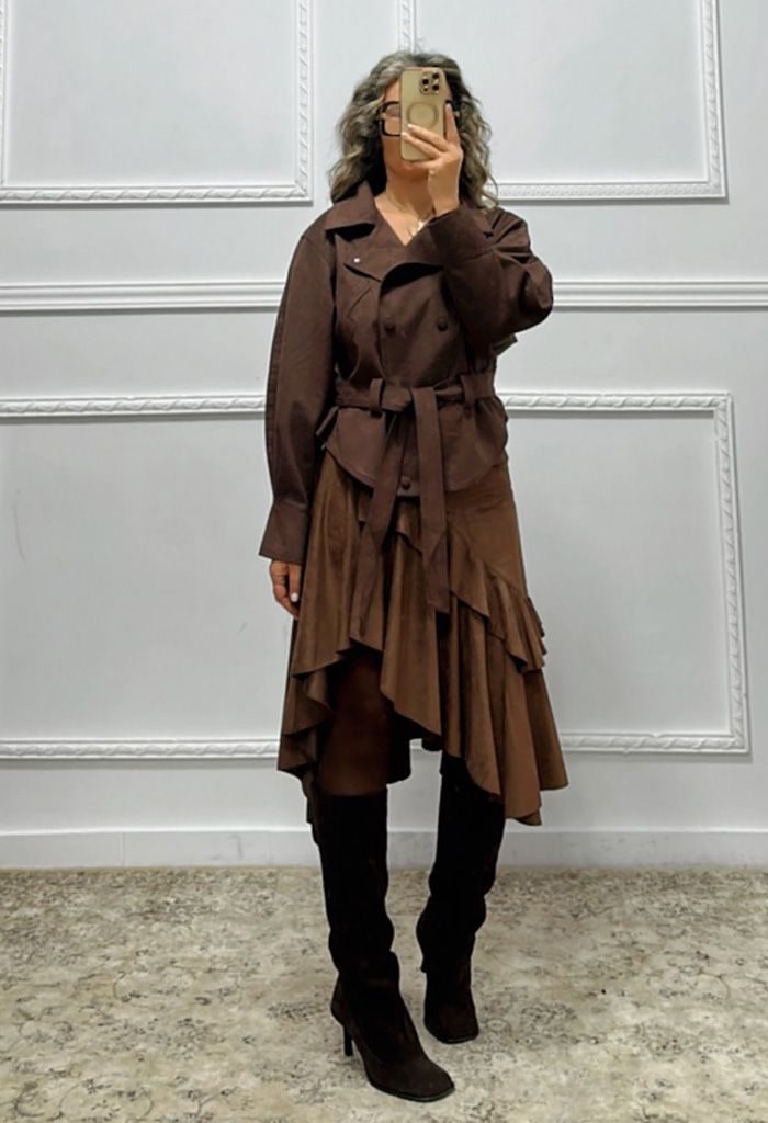 Σουέτ πανωφόρι σοκολά