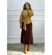 Σουέτ πανωφόρι κάμελ