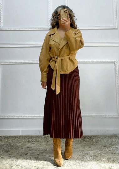 Σουέτ πανωφόρι κάμελ