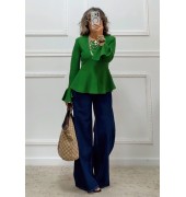 Πλεκτή μπλούζα πράσινη Πλεκτή μπλούζα πράσινη