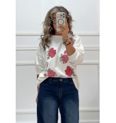 Φούτερ με κεντημένα λουλούδια Φούτερ με κεντημένα λουλούδια