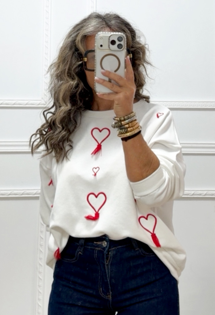 Φούτερ HEARTS ECRU Φούτερ HEARTS ECRU