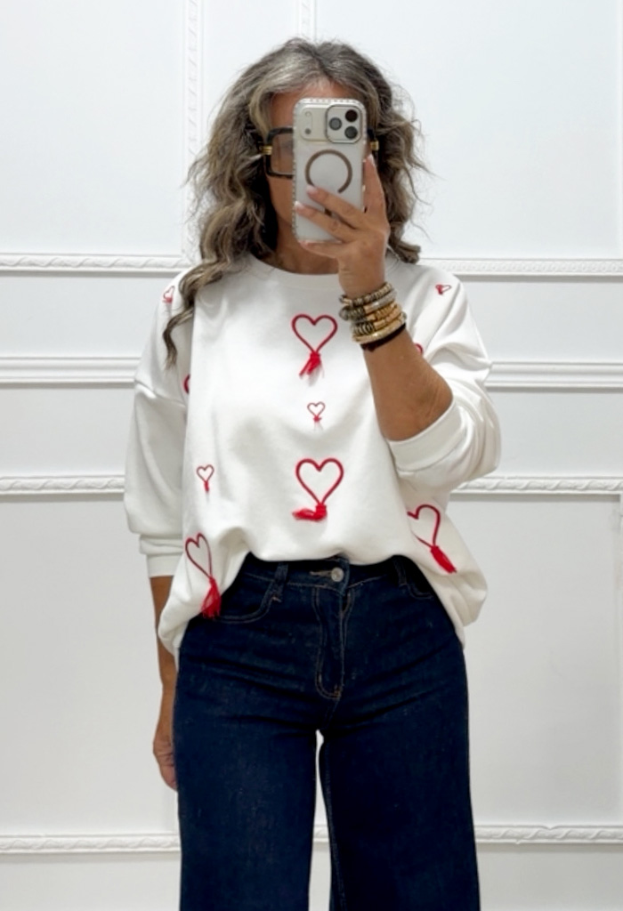 Φούτερ HEARTS ECRU Φούτερ HEARTS ECRU