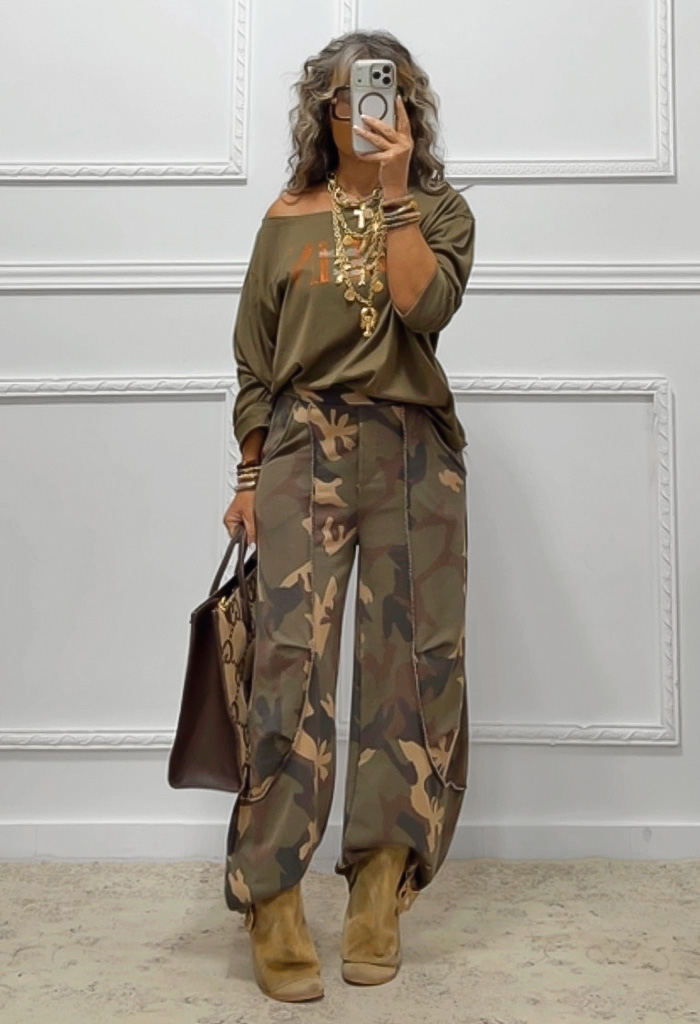 Oversized μπλουζάκι χακί Oversized μπλουζάκι χακί