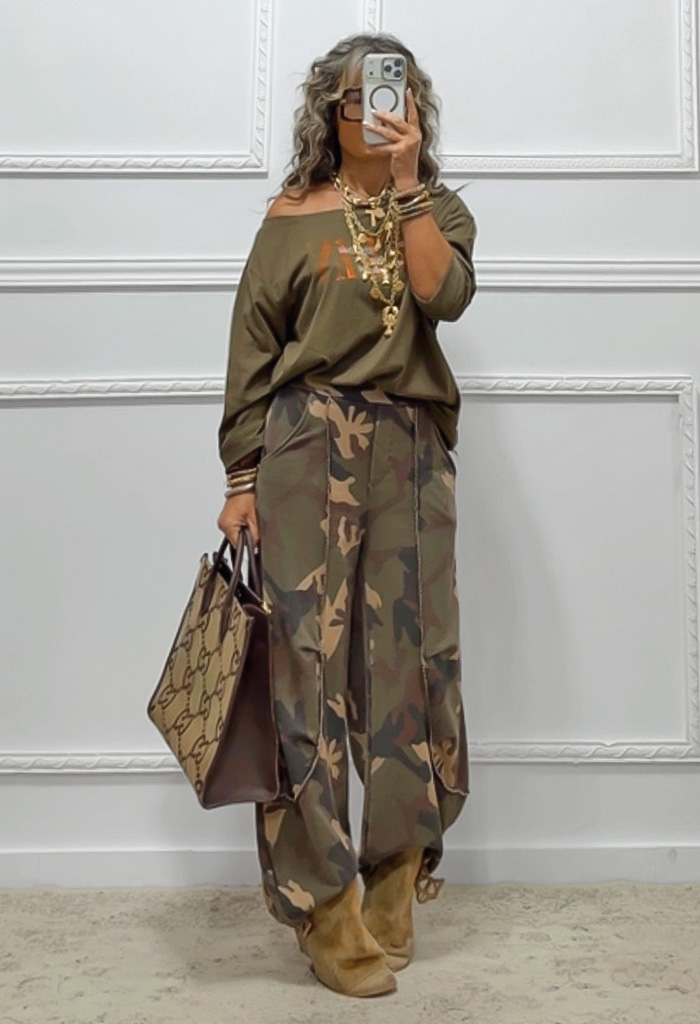 Oversized μπλουζάκι χακί Oversized μπλουζάκι χακί