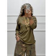 Oversized μπλουζάκι χακί Oversized μπλουζάκι χακί