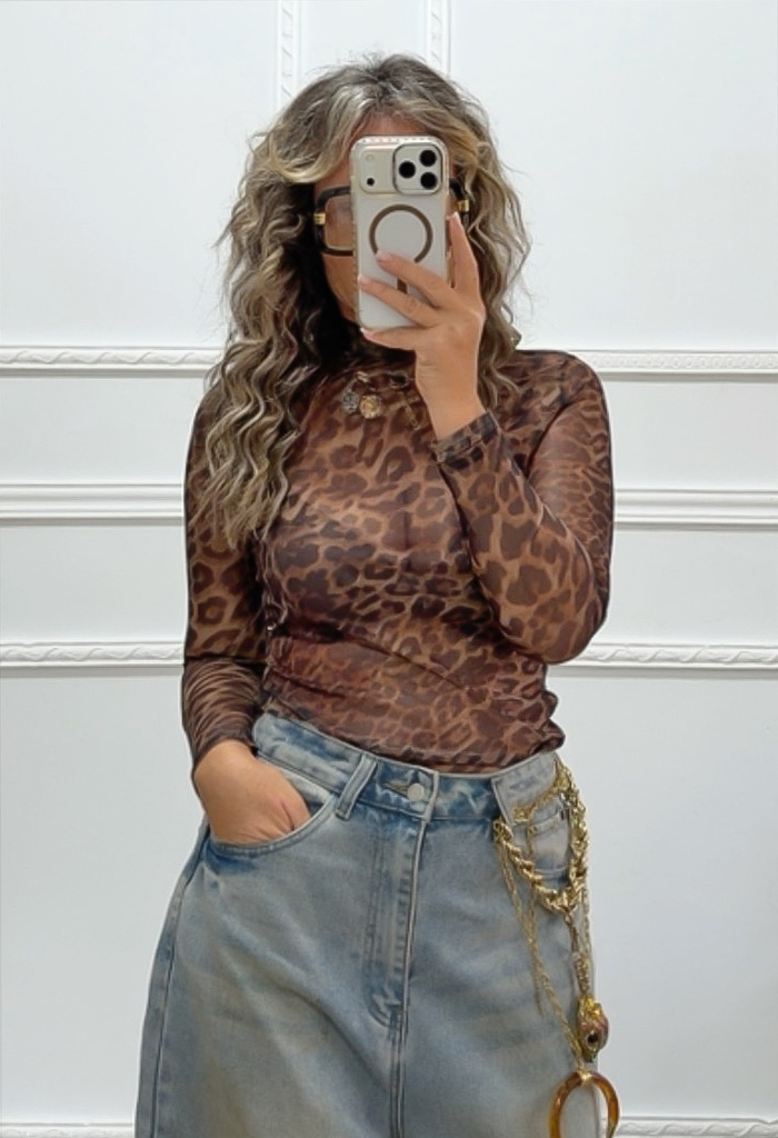 Ημιδιάφανη μπλούζα leopard print Ημιδιάφανη μπλούζα leopard print